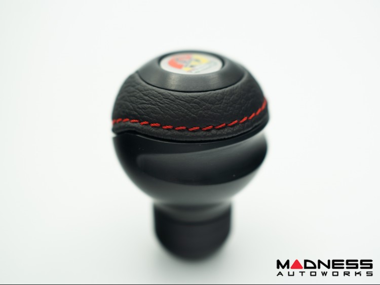 FIAT 500 Gear Shift Knob by BLACK Black Base/ Black Leather Top